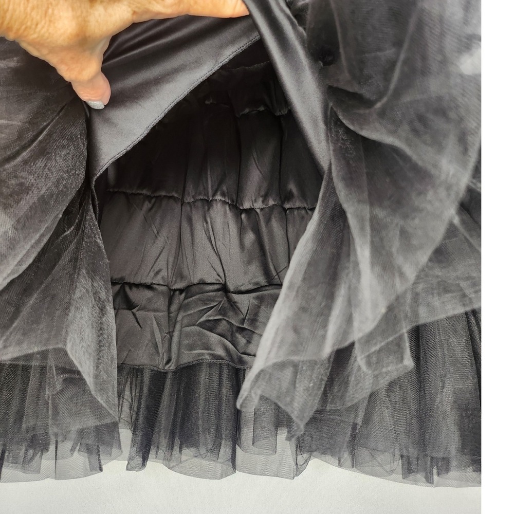 NWT MABLE Women's‎ Large Strapless Black Tiered Tulle Cocktail Dress Mini Party - Picture 5 of 9
